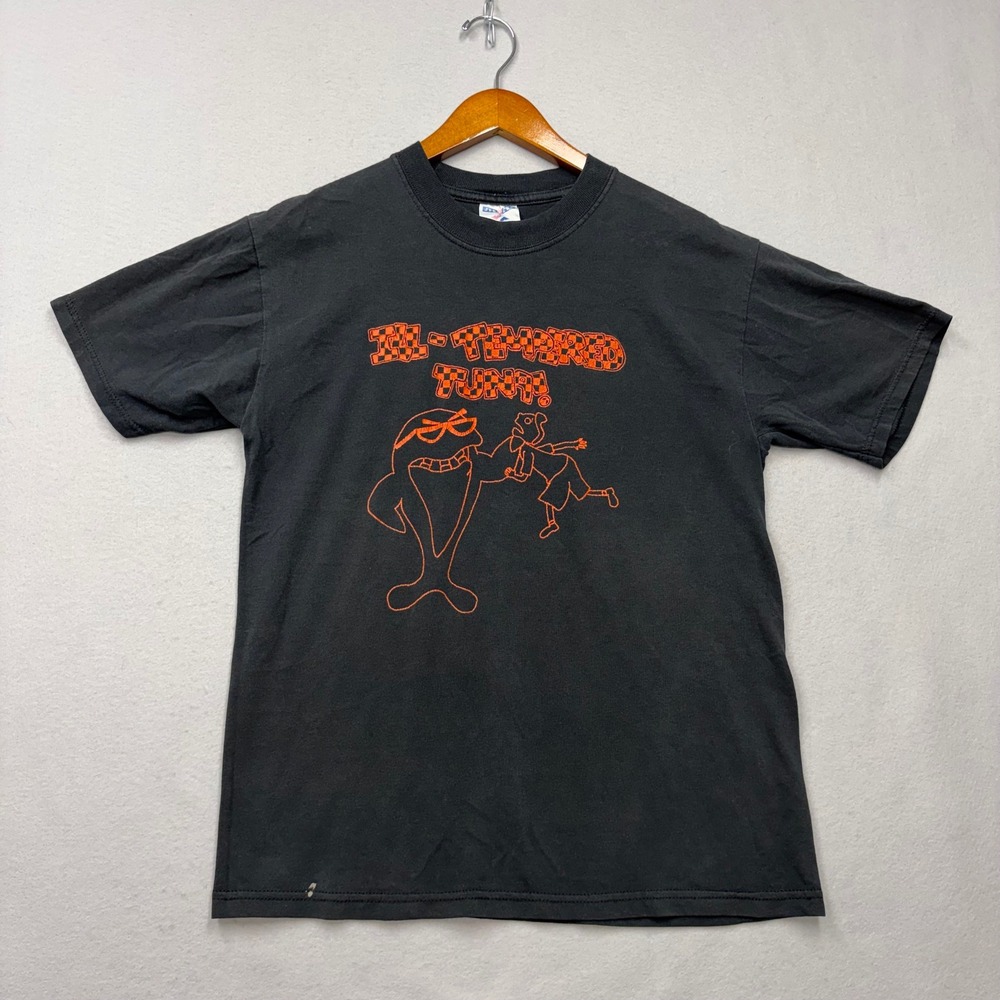 Jerzees T-Shirt Mens Medium Black Ill-Tempered Tuna Shark Y2K Graphic Tee